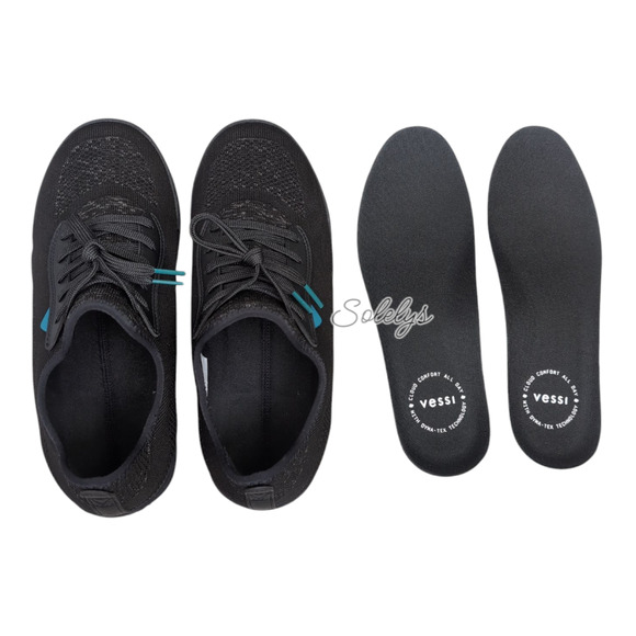 Vessi Weekend Mens 9 Asphalt Black on Black Waterproof Dyma-Tex Knit Sneaker - Picture 9 of 13